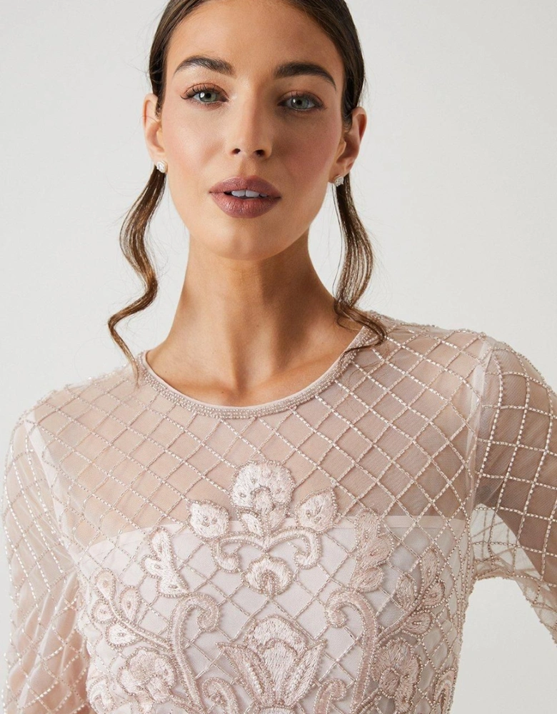 Embellished Mesh Two In One Bridesmaids Dress