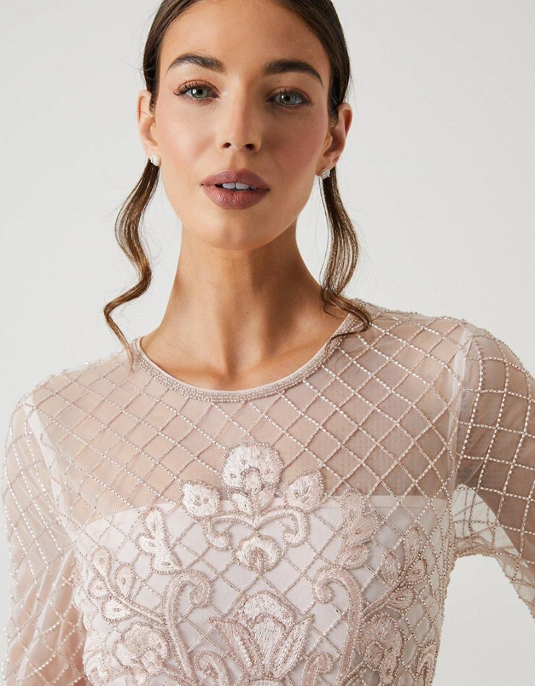 Embellished Mesh Two In One Bridesmaids Dress