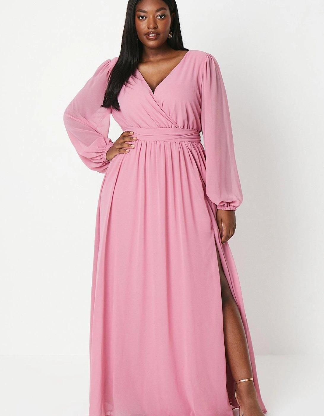 Plus Wrap Front Georgette Maxi Dress, 2 of 1