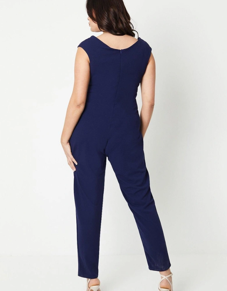 Plus Scuba Crepe Wrap Jumpsuit