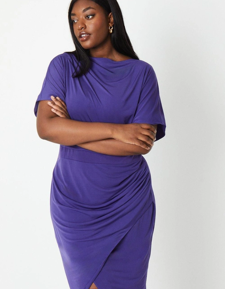 Plus  Wrap Pencil Midi Dress In Stretch Jersey