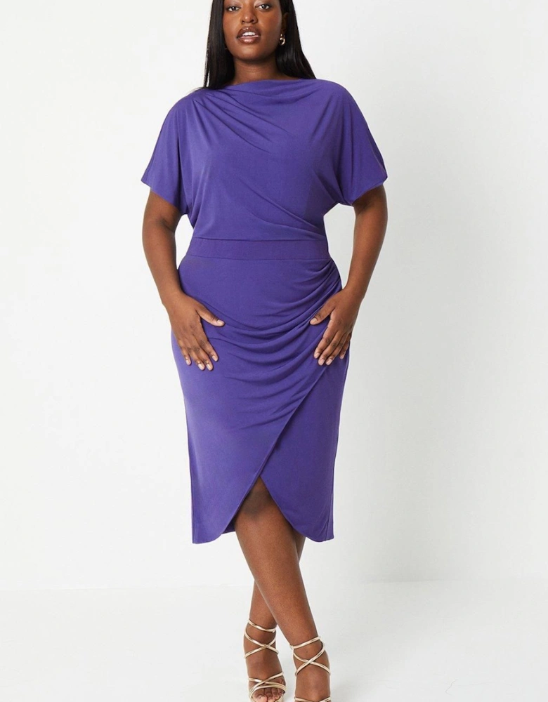 Plus  Wrap Pencil Midi Dress In Stretch Jersey