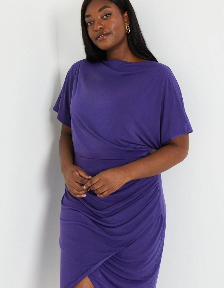 Plus  Wrap Pencil Midi Dress In Stretch Jersey