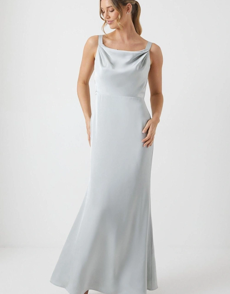 Wrap Back Cami Satin Bridesmaid Dress