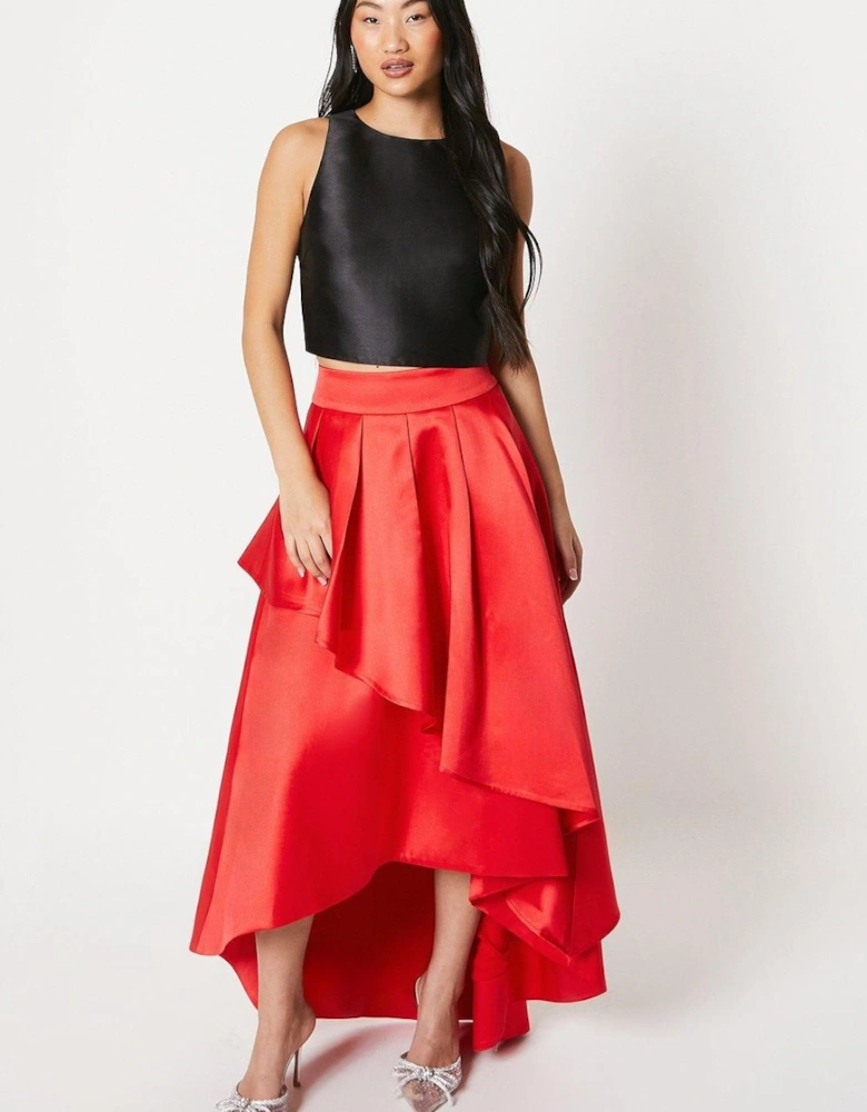 Petite Waterfall Front Twill Maxi Skirt