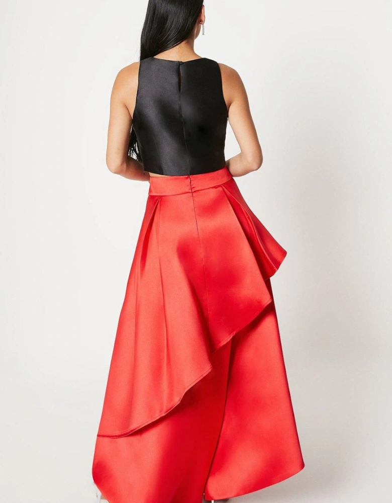 Petite Waterfall Front Twill Maxi Skirt