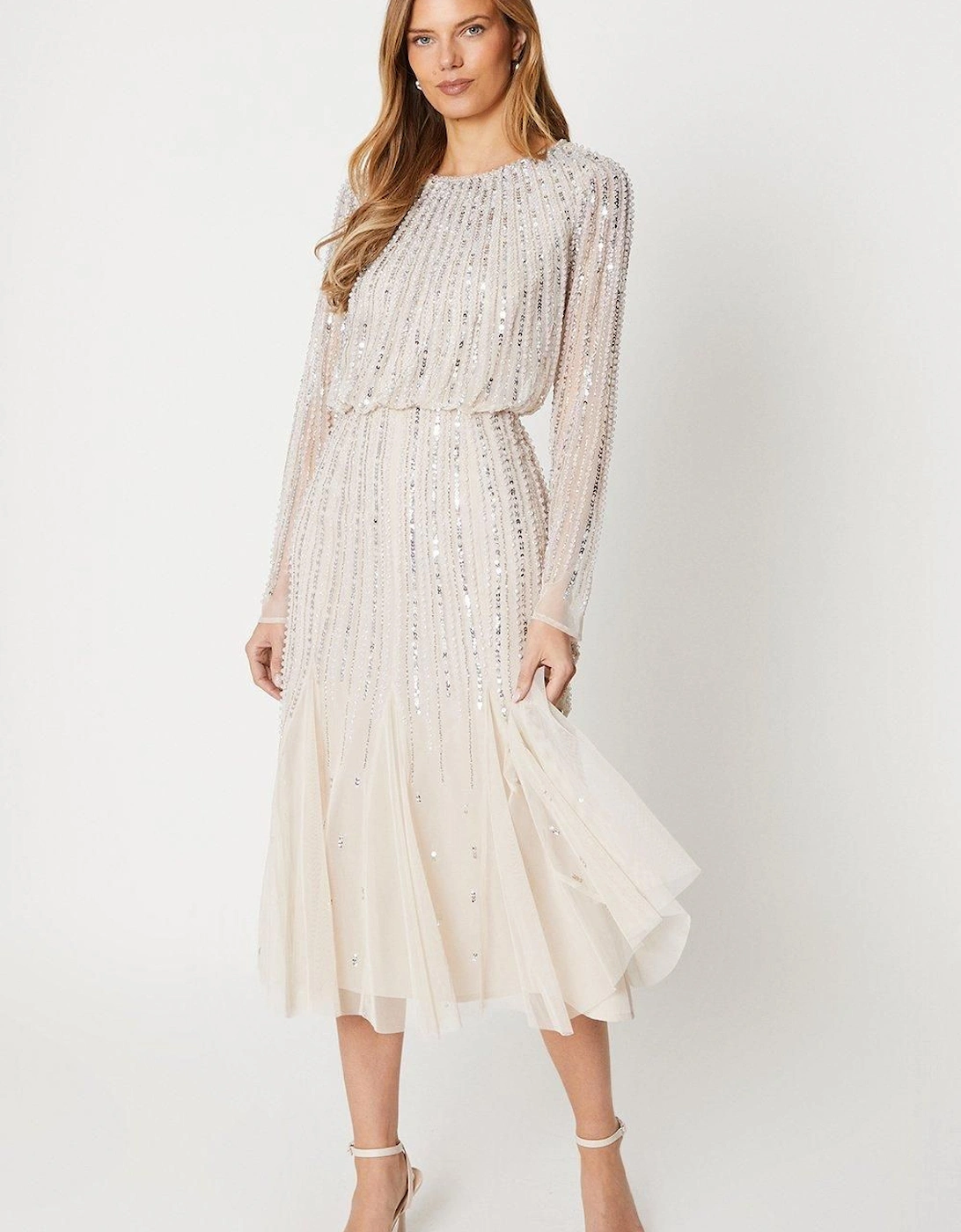 Party Sequin Long Sleeve Midi Dress, 2 of 1