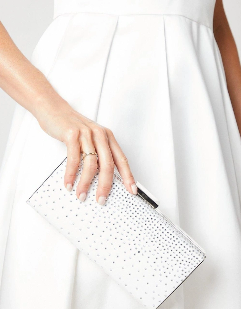 Hotfix Diamante Satin Bridal Clutch