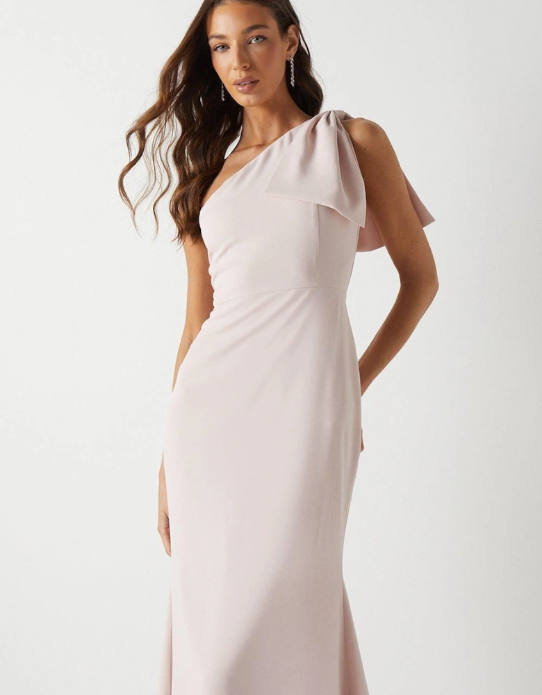 Bow One Shoulder Bridesmaid Maxi Dress