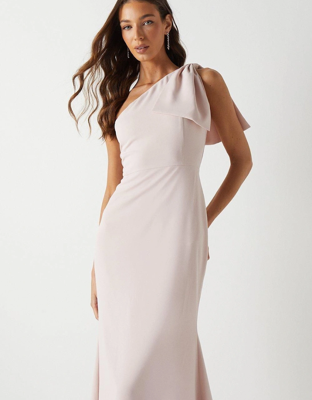 Bow One Shoulder Bridesmaid Maxi Dress