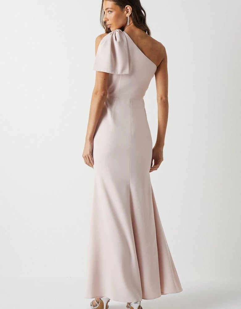 Bow One Shoulder Bridesmaid Maxi Dress