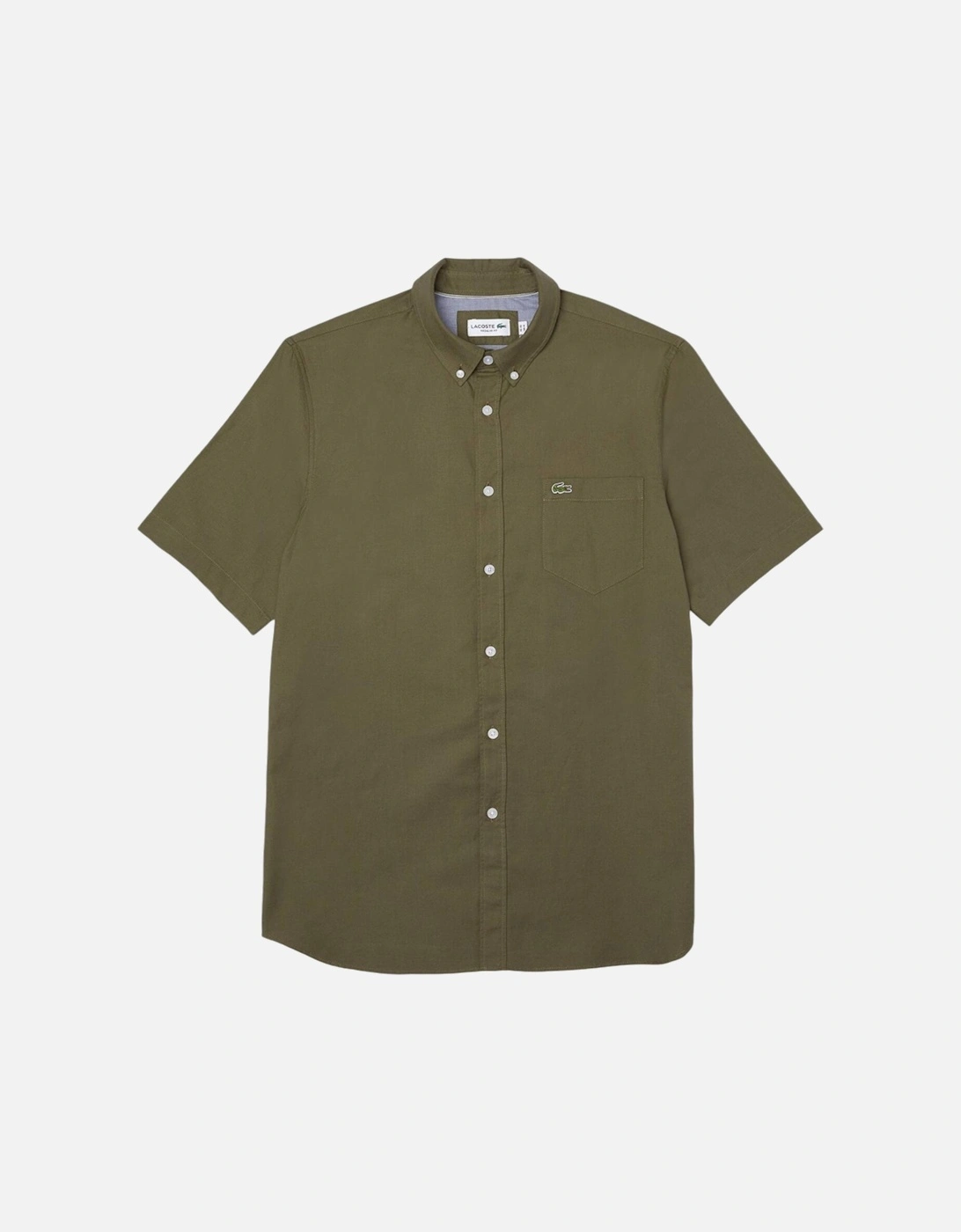 Mens Khaki Shirt Short Sleeve Regular Fit Summer Cotton Shirt Casual Top