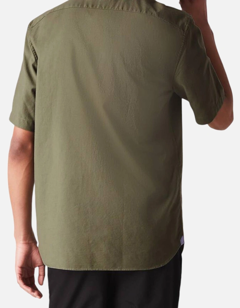 Mens Khaki Shirt Short Sleeve Regular Fit Summer Cotton Shirt Casual Top