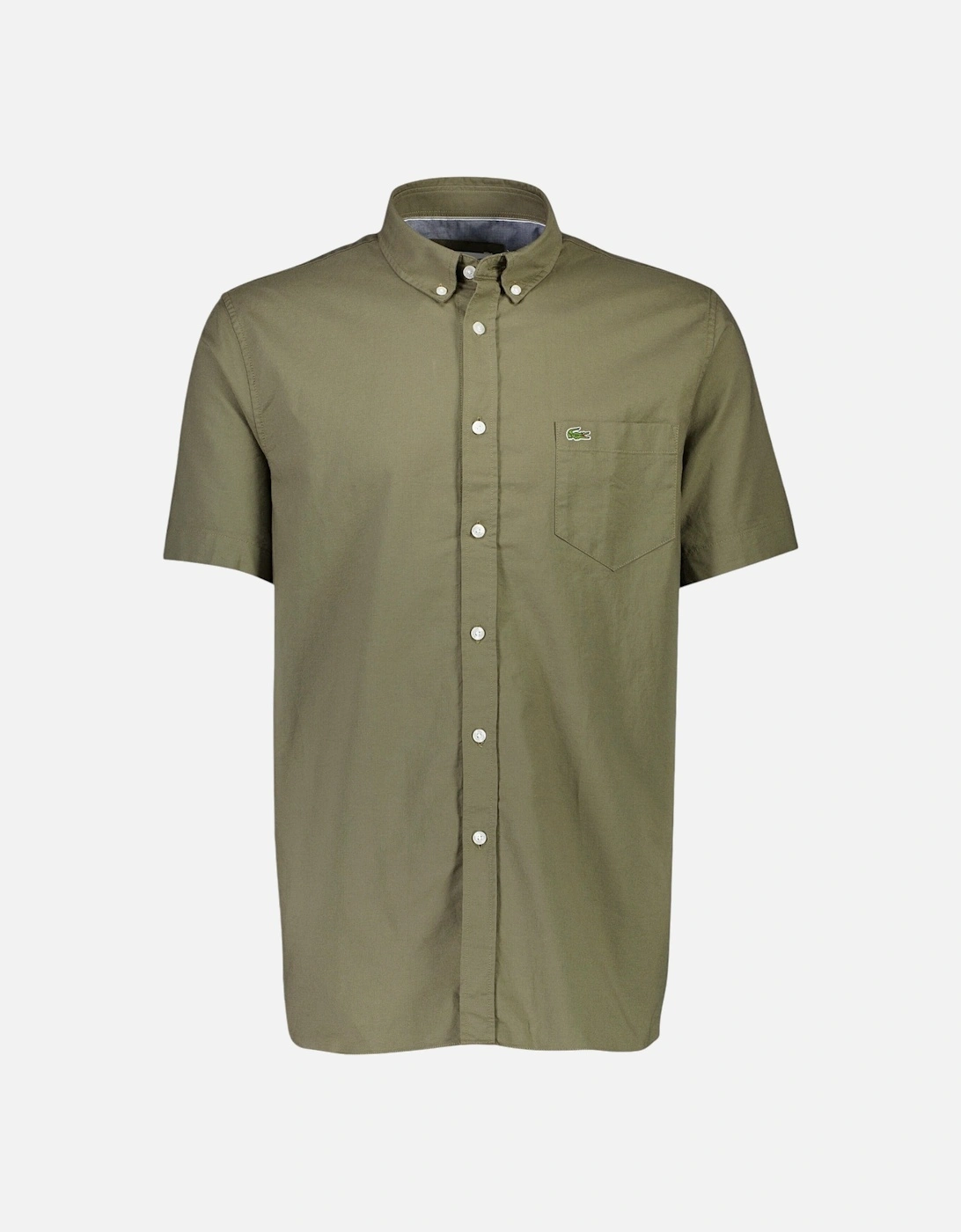 Mens Khaki Shirt Short Sleeve Regular Fit Summer Cotton Shirt Casual Top