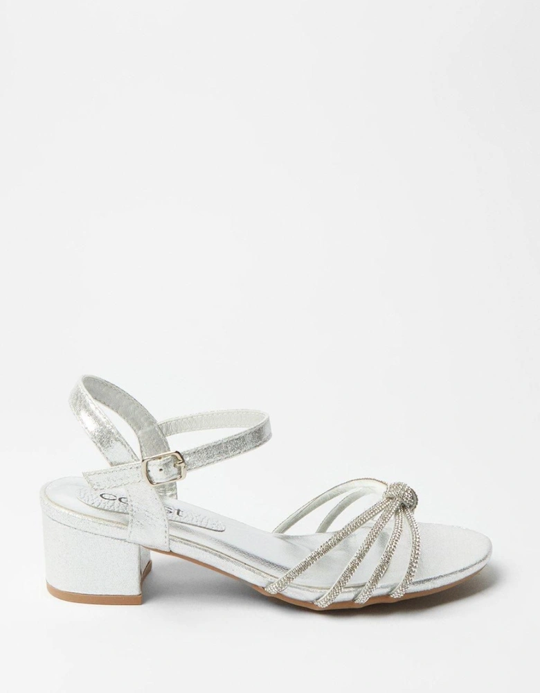 Flower Girl Tiana Diamante Knot Low Block Heeled Sandals