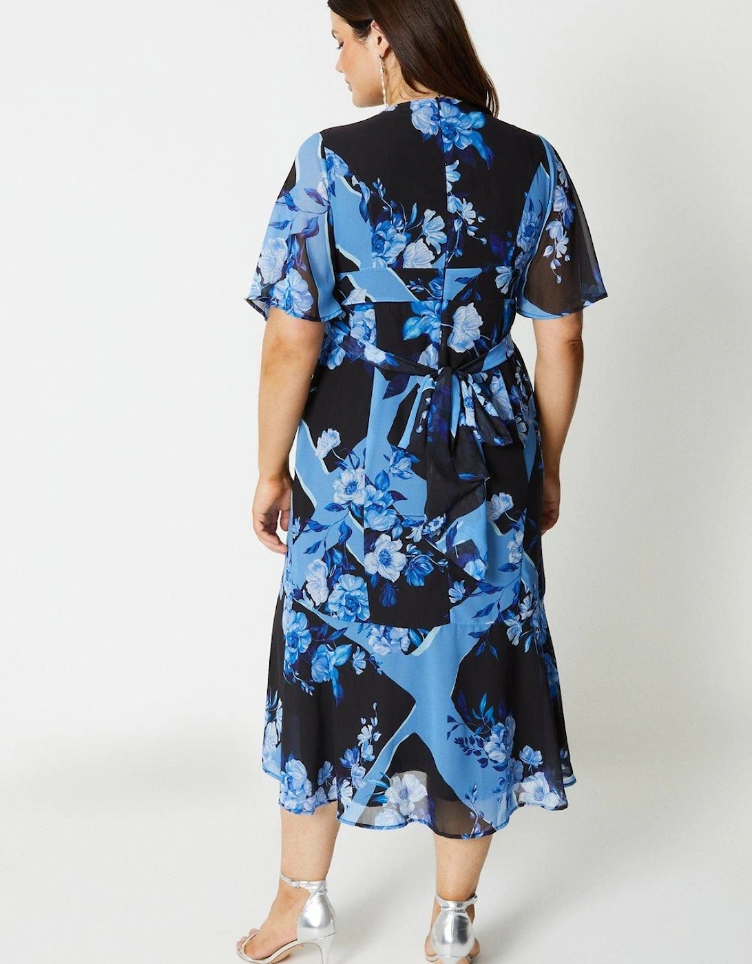 Plus Size Printed Tie Front Flippy Skirt Midi Dress