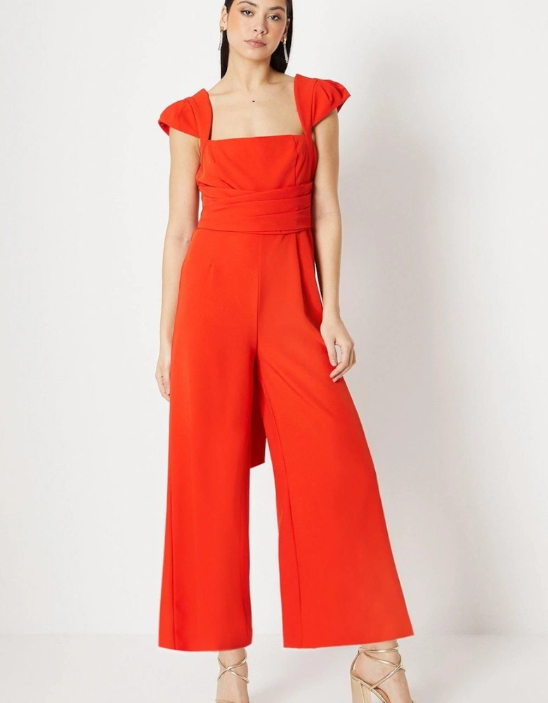 Pleated Square Neck Jumpsuit