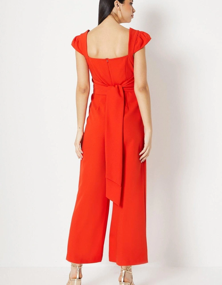 Pleated Square Neck Jumpsuit