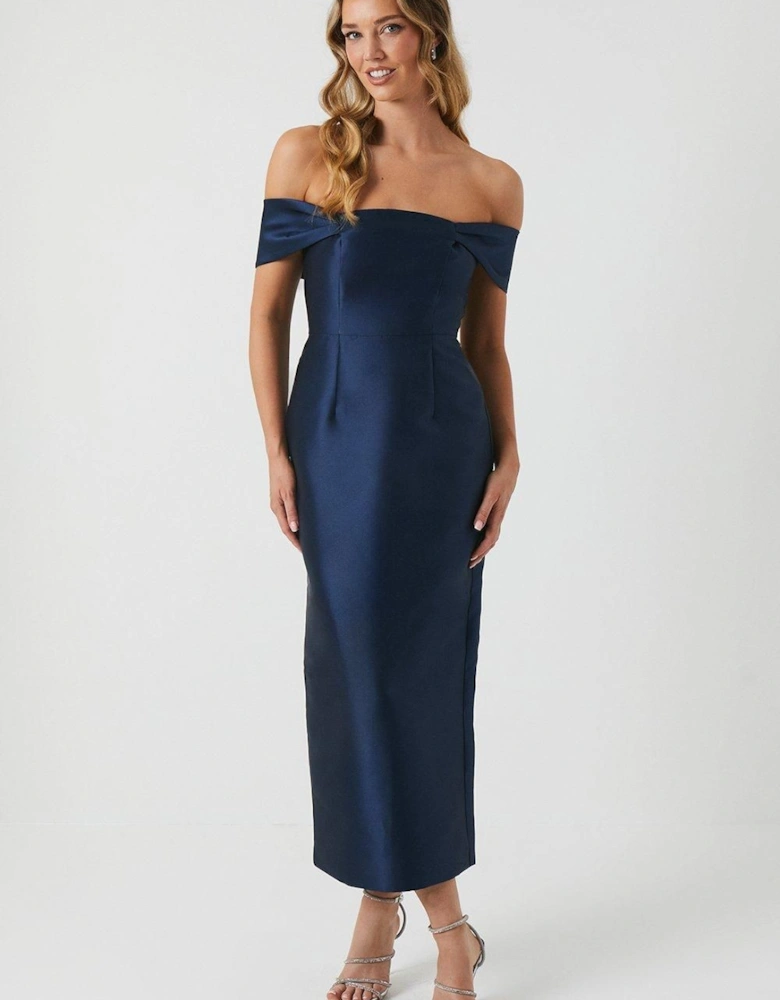 Petite Twill Column Bridesmaids Dress