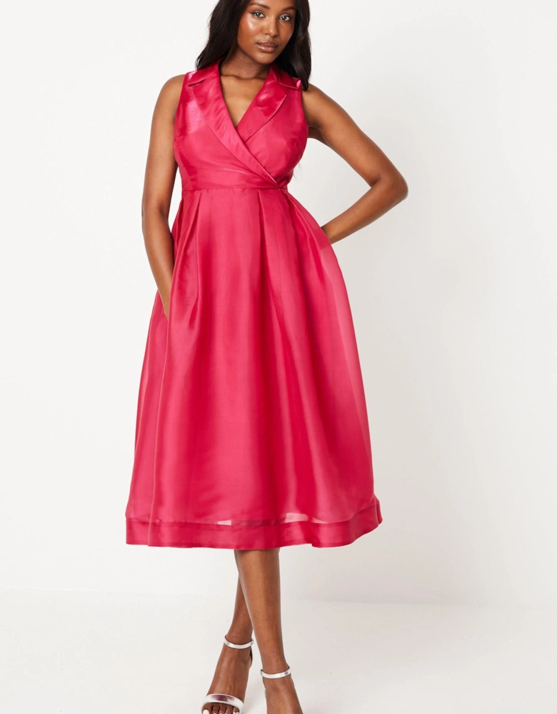 Petite Organza Wrap Midi Dress