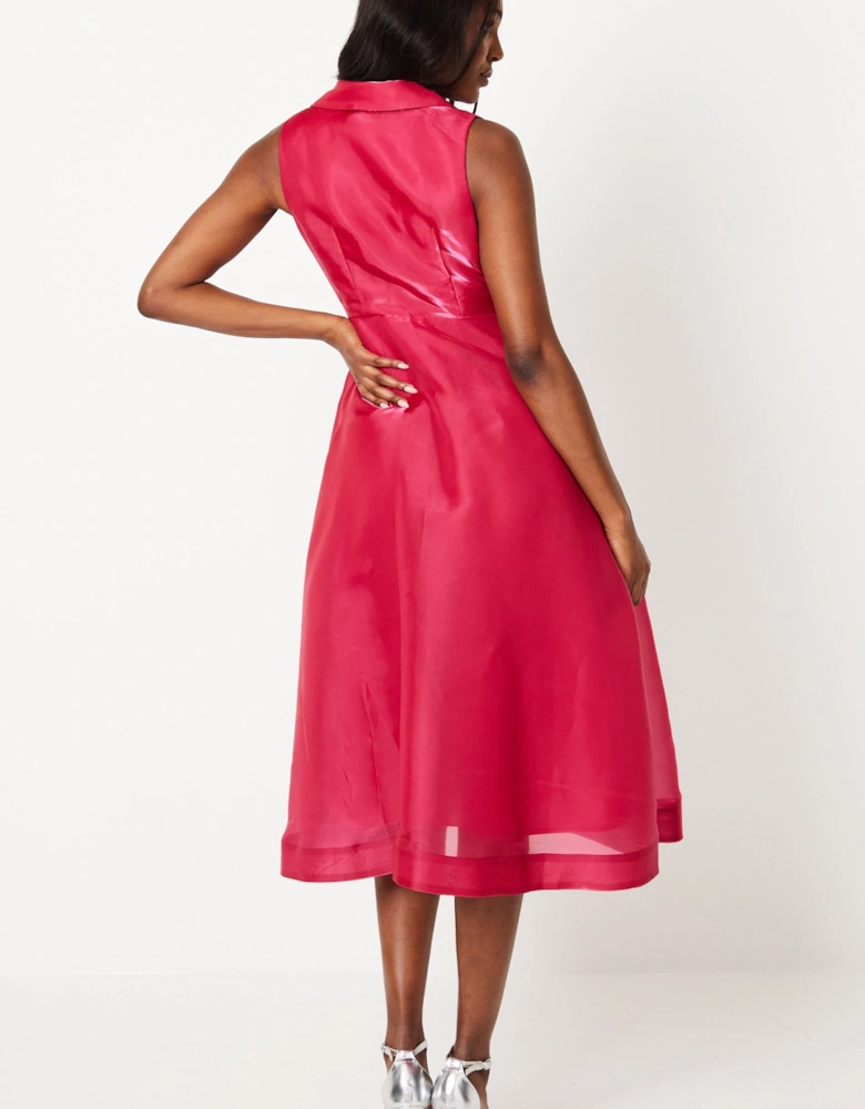 Petite Organza Wrap Midi Dress