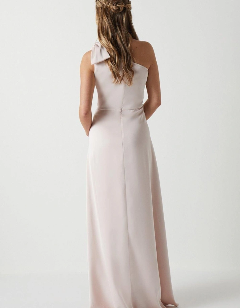 Teen One Shoulder Bow Bridesmaids Dress