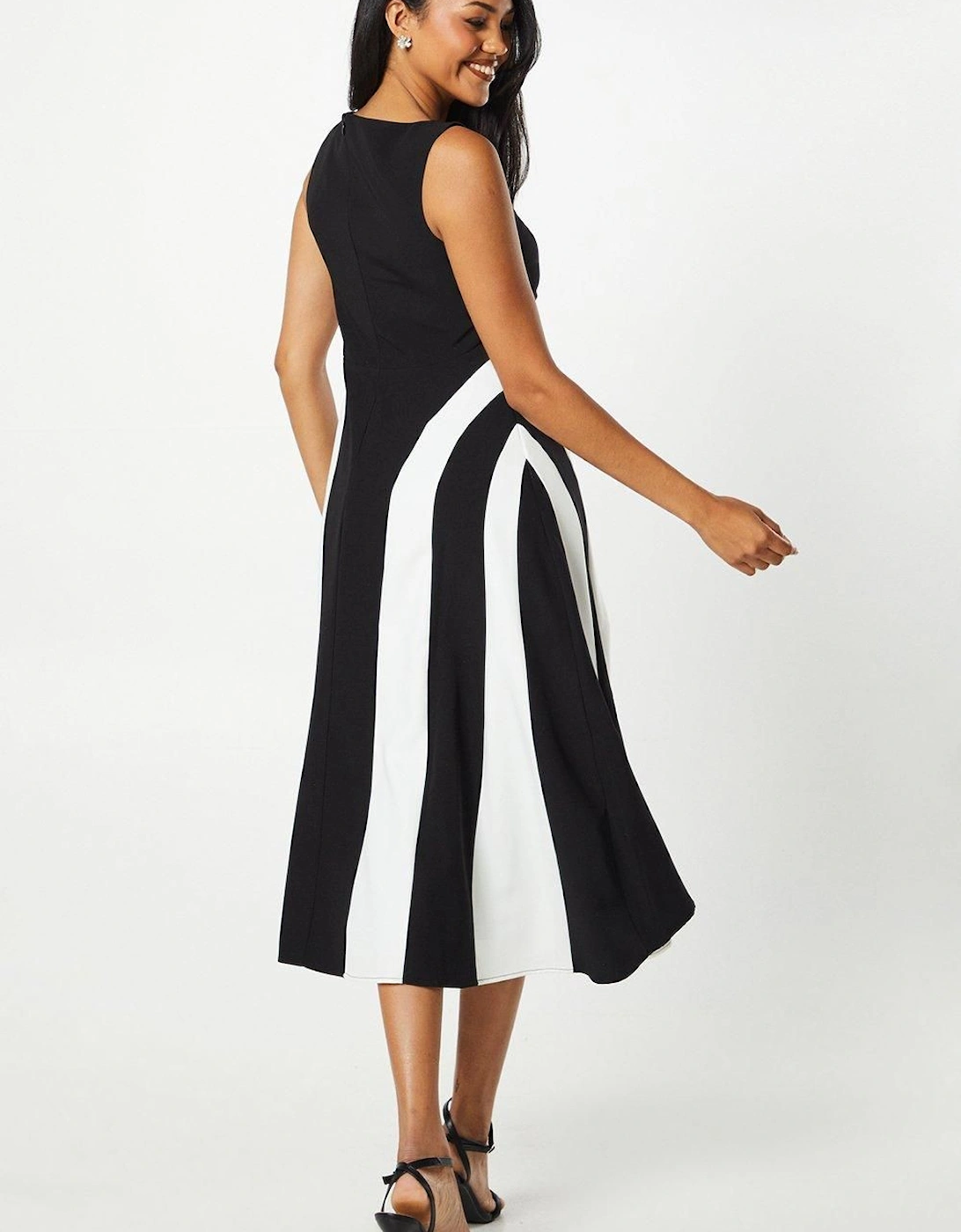 Panelled Skirt Colour Block Midi Wedding Guest Dress