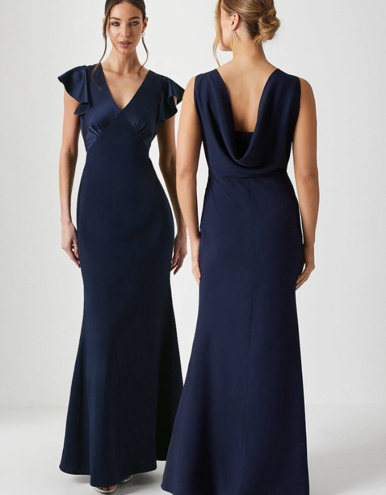 Cowl Back Fishtail Bridesmaid Maxi Dress