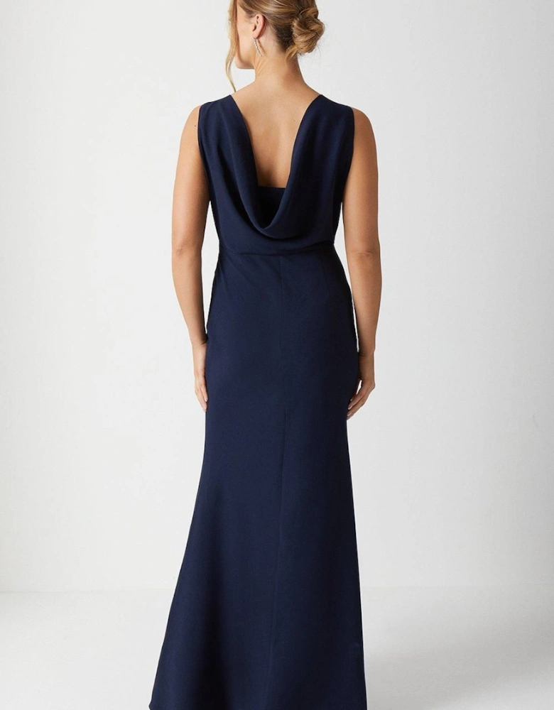 Cowl Back Fishtail Bridesmaid Maxi Dress