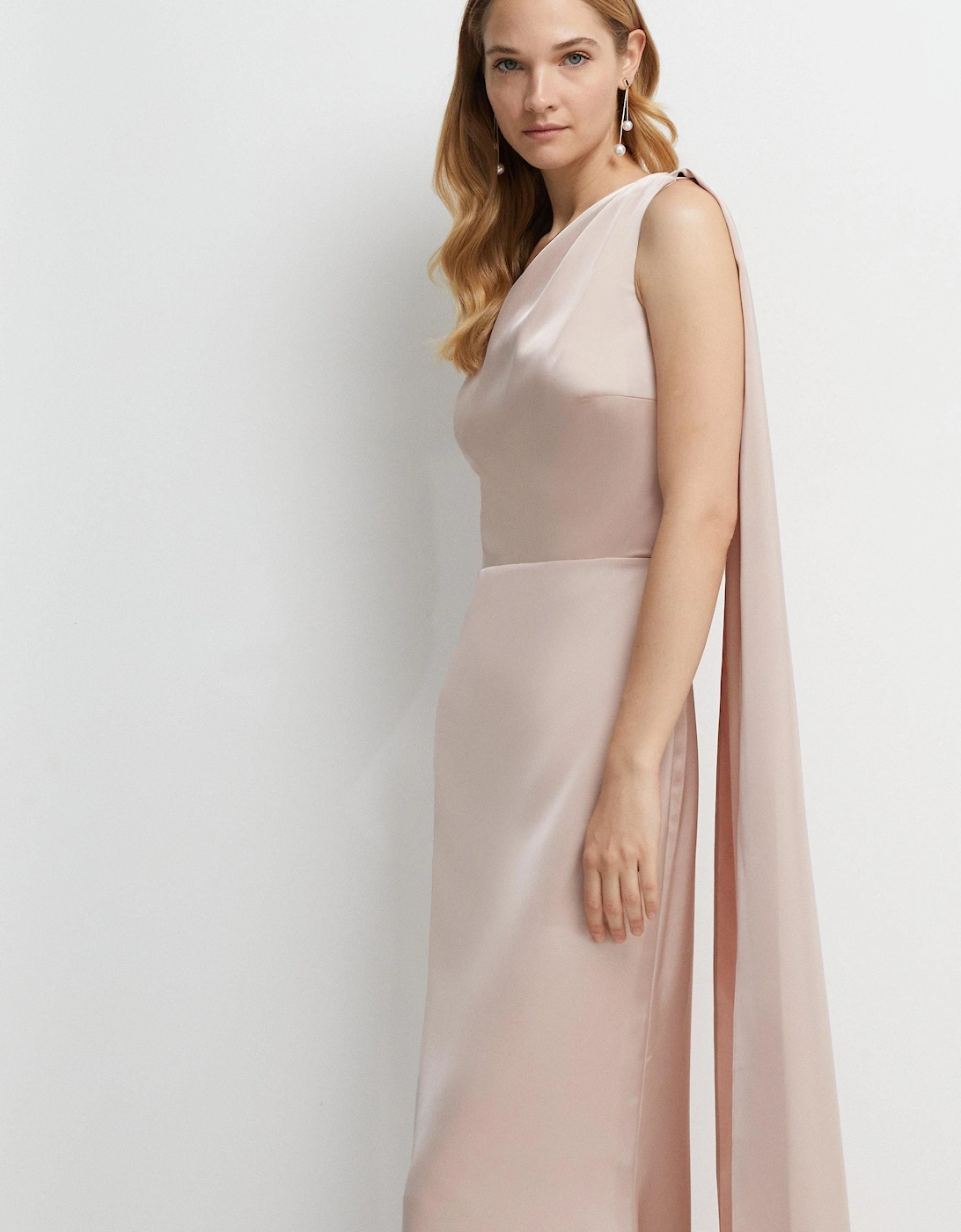 Drape Shoulder Detail Bridesmaid Dress