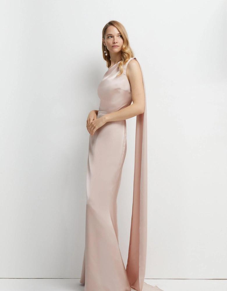 Drape Shoulder Detail Bridesmaid Dress