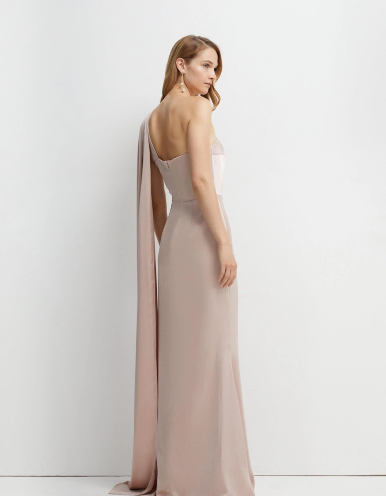 Drape Shoulder Detail Bridesmaid Dress