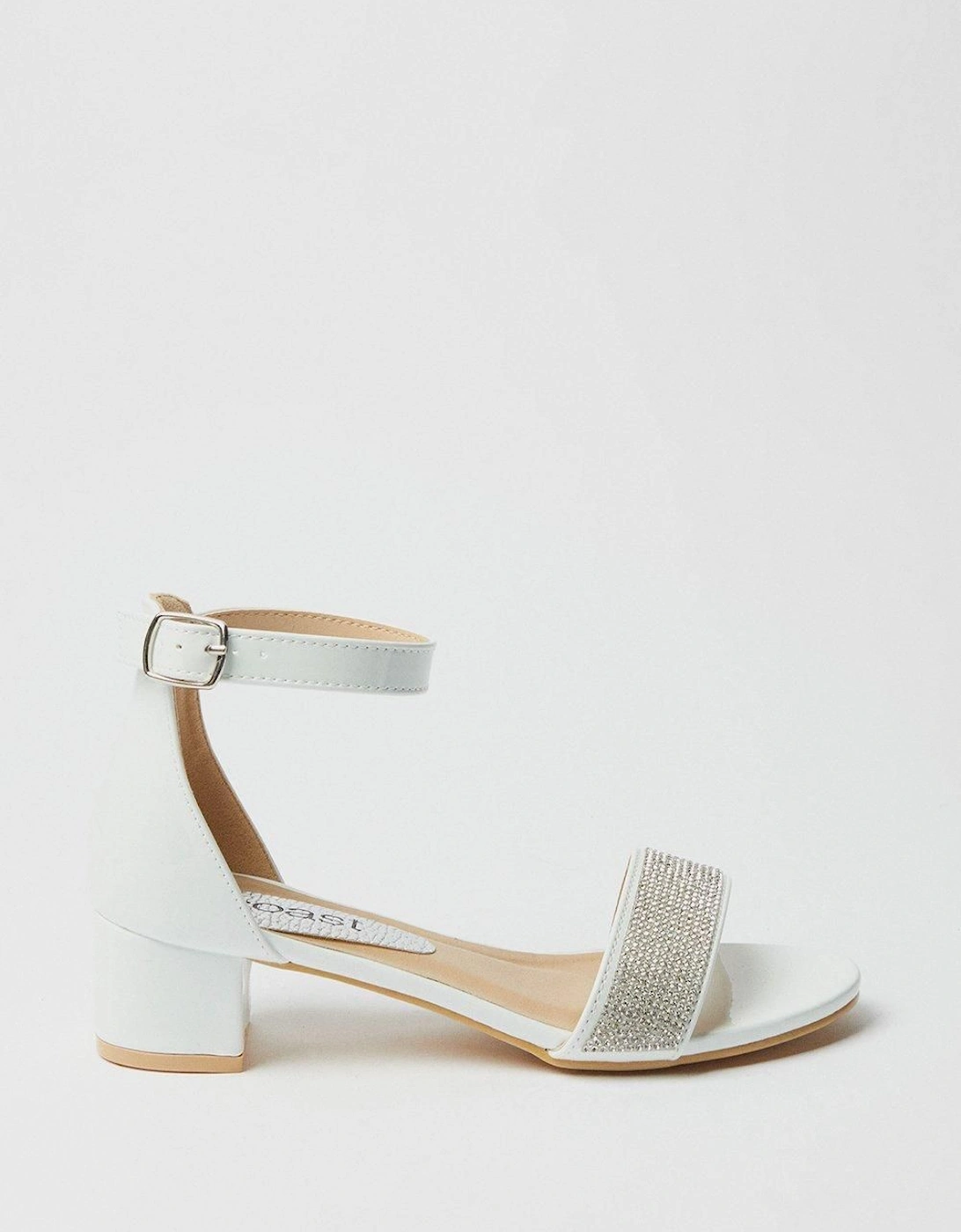 Flower Girl Jasmine Diamante Low Block Heeled Sandals