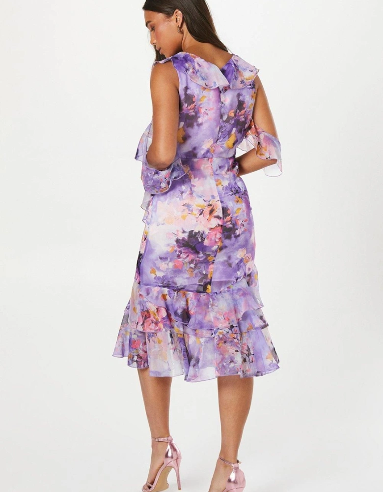 Petite Ruffle Front Chiffon Dress