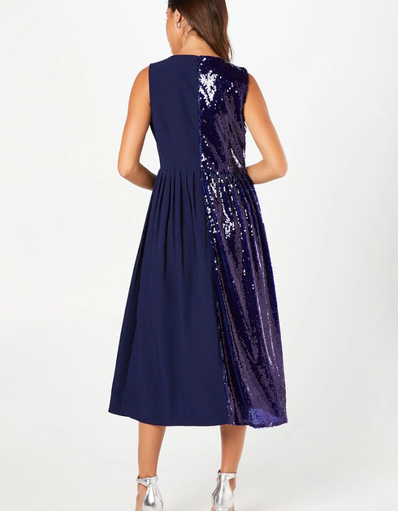 Party Sequin V Neck Midi Dress