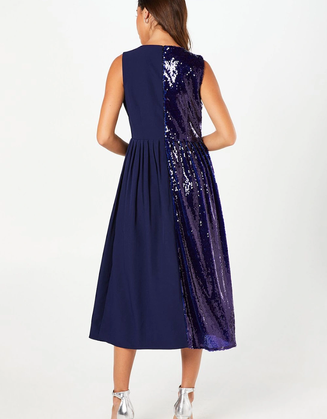 Party Sequin V Neck Midi Dress