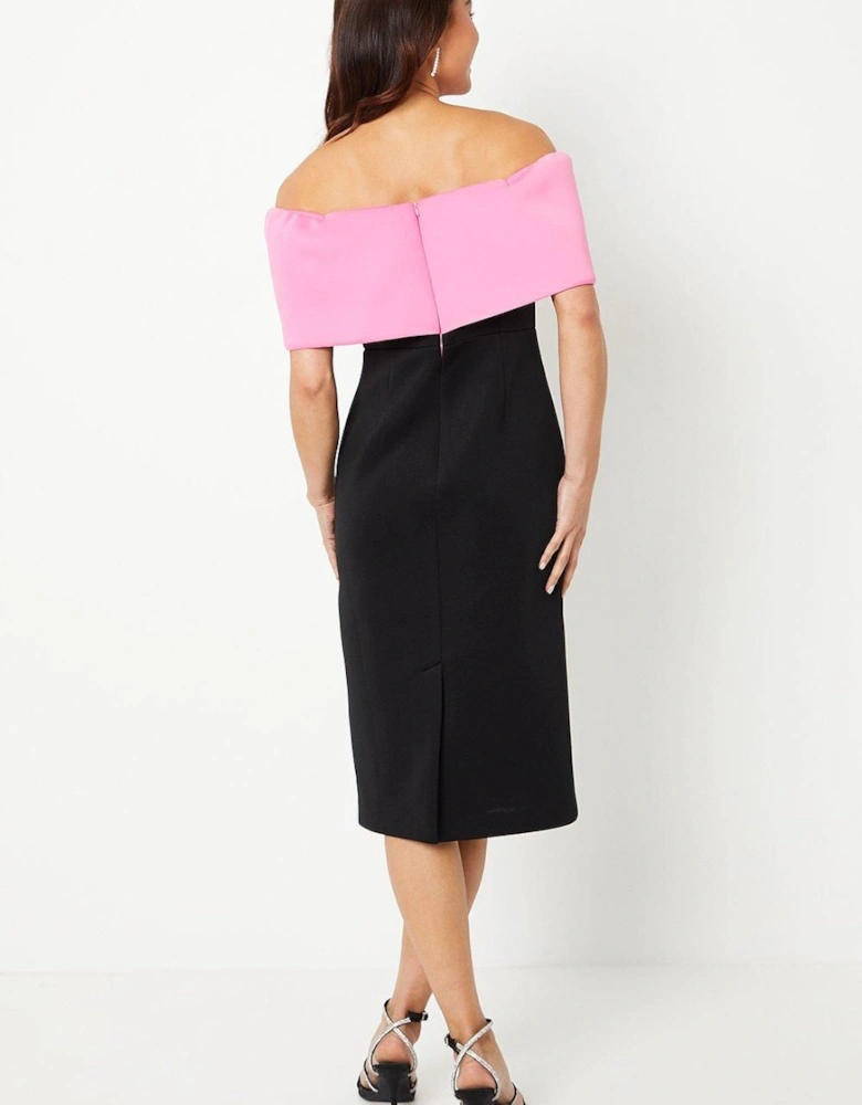 Petite Bardot Scuba Midi Dress