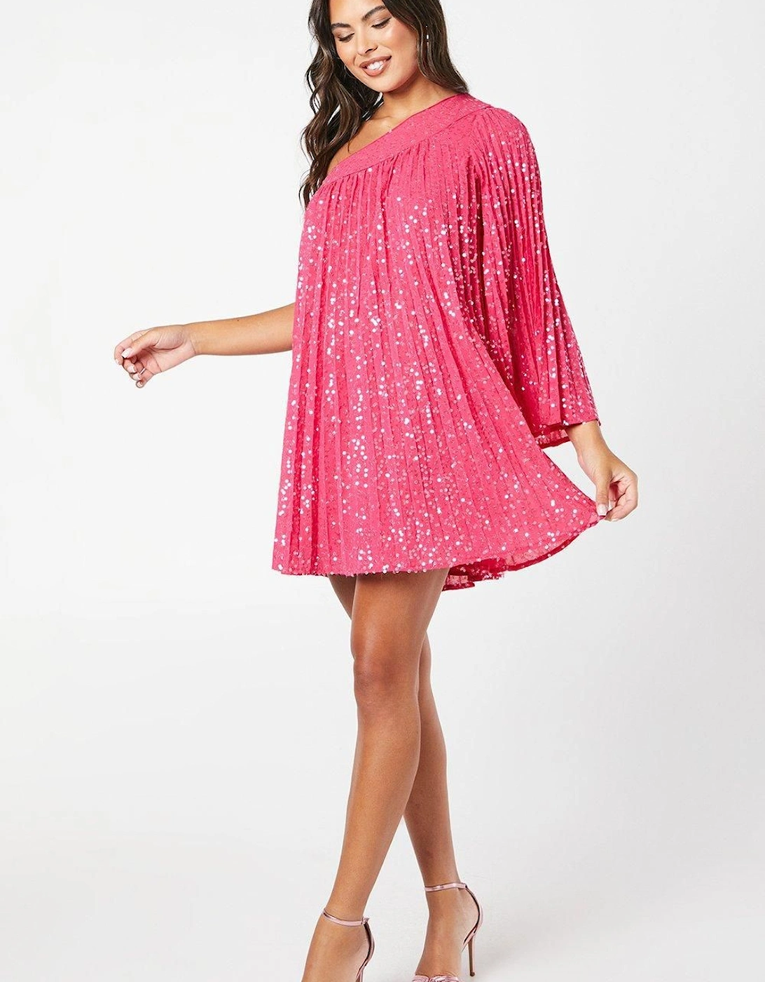 Party Sequin One Shoulder Mini Dress, 6 of 5