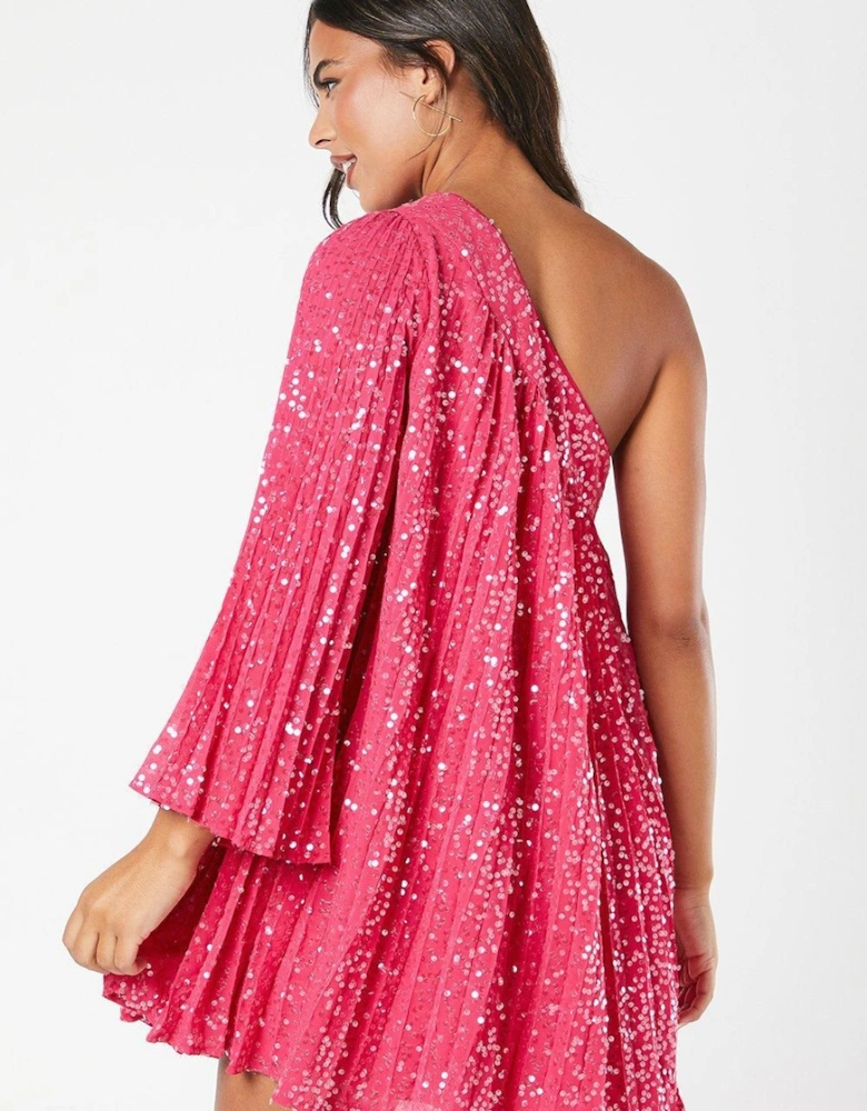 Party Sequin One Shoulder Mini Dress