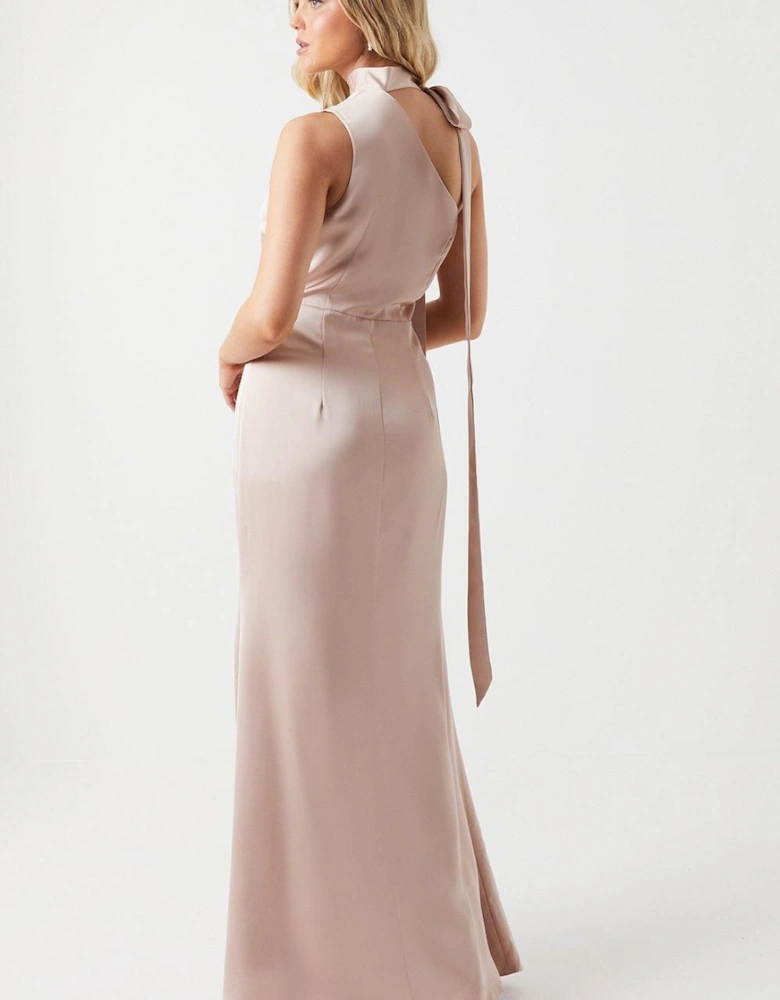 Overskirt Satin Bridesmaid Maxi Dress