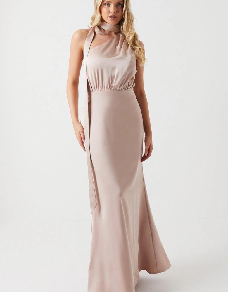 Overskirt Satin Bridesmaid Maxi Dress