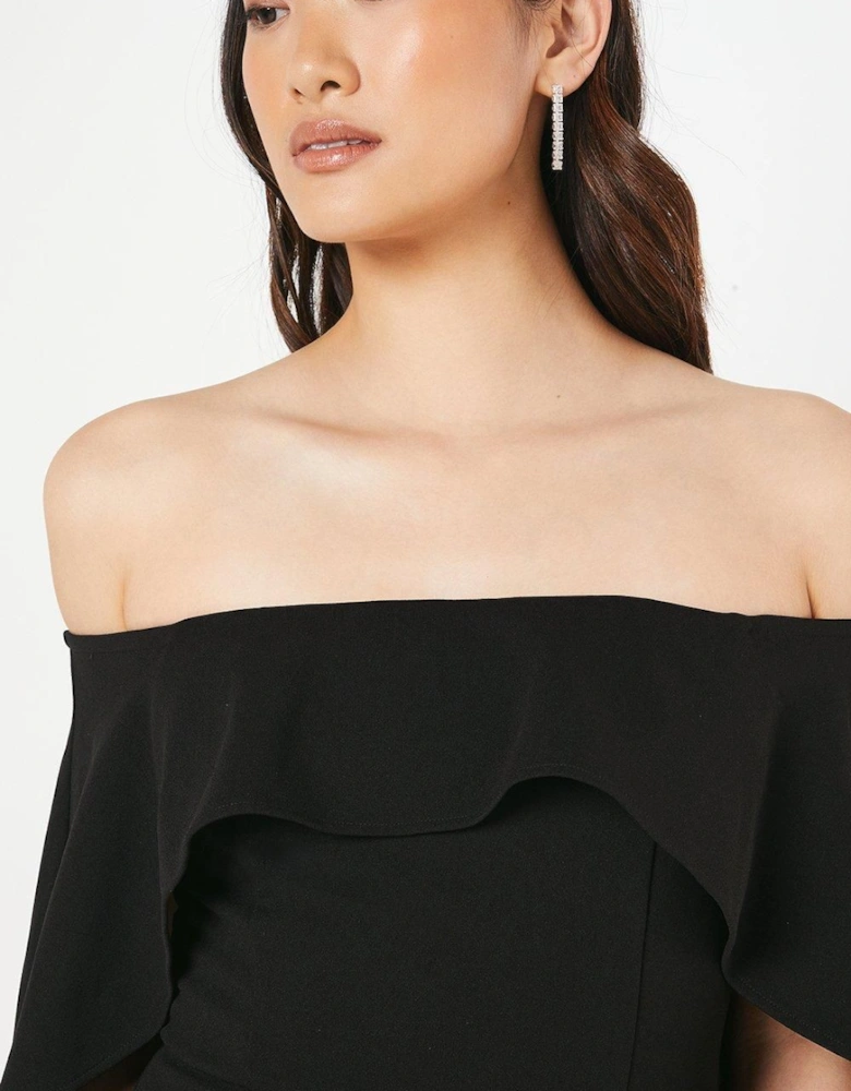 Bardot Cape Detail Stretch Crepe Maxi Dress