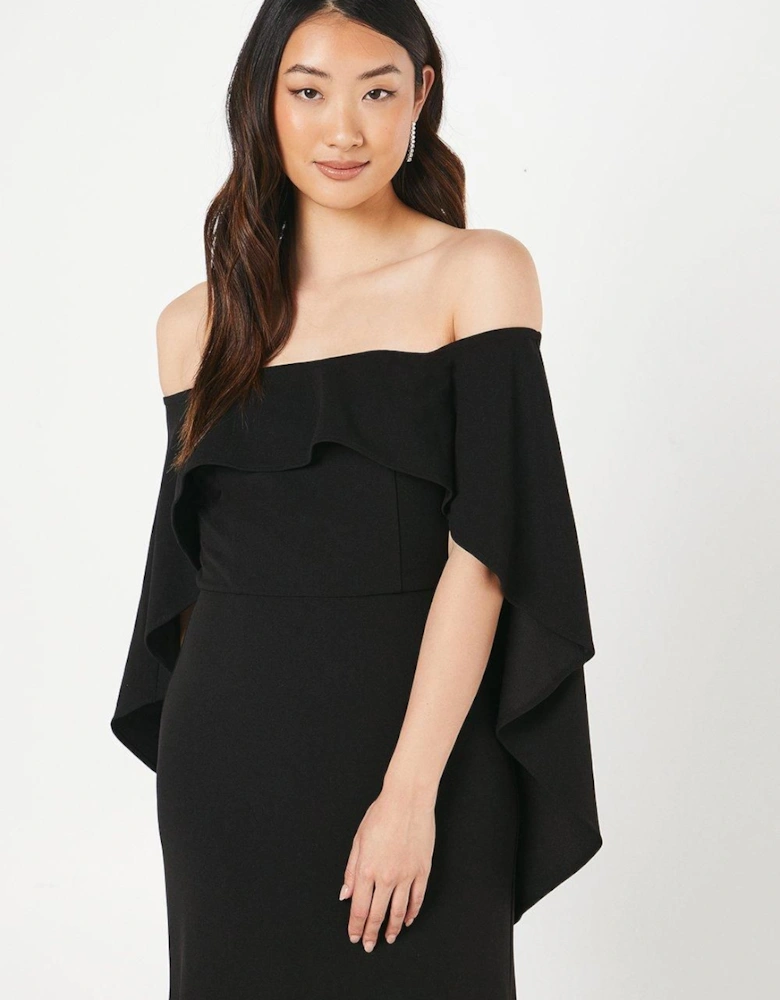 Bardot Cape Detail Stretch Crepe Maxi Dress