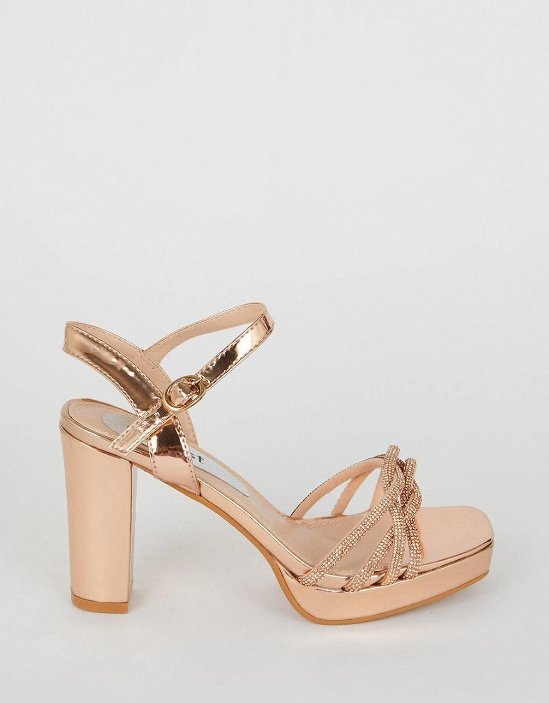 Taylor Faux Leather Diamante Platform Heeled Sandals