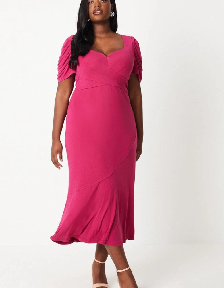 Plus Sweetheart Neck Midi Pencil Dress