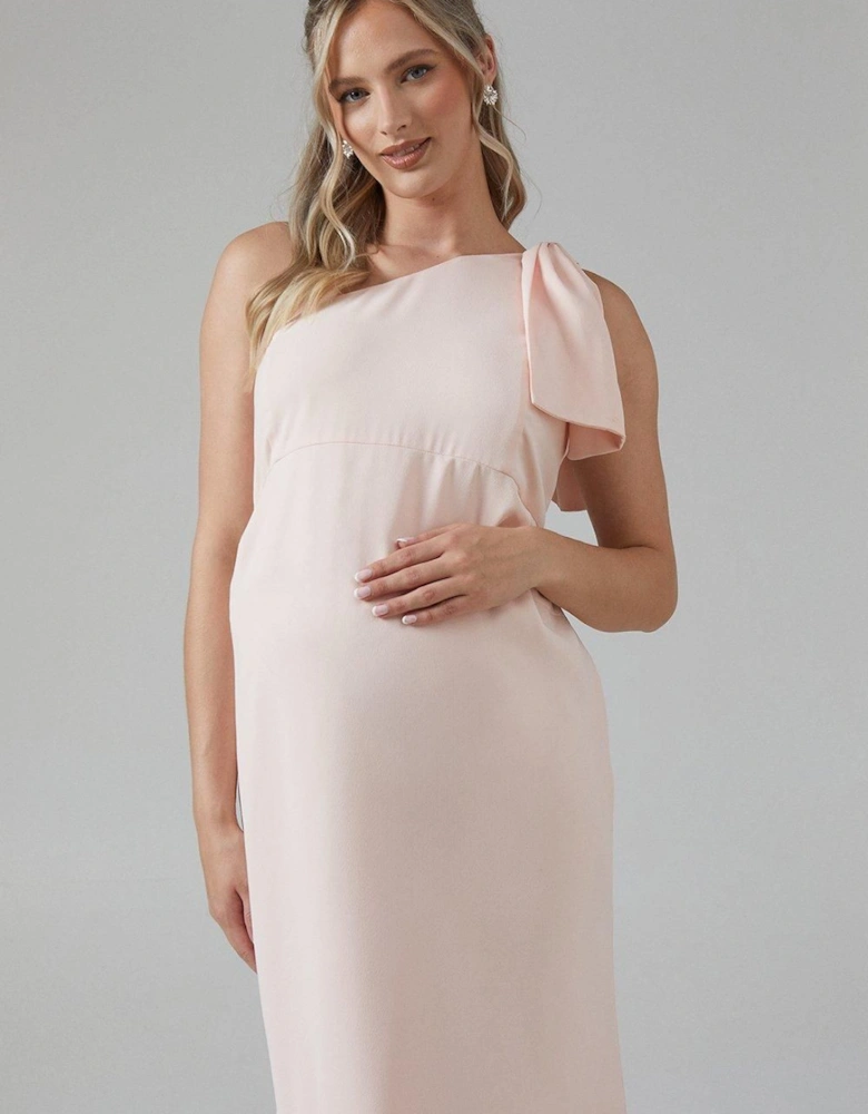 Maternity Bow One Shoulder Bridesmaid Maxi Dress