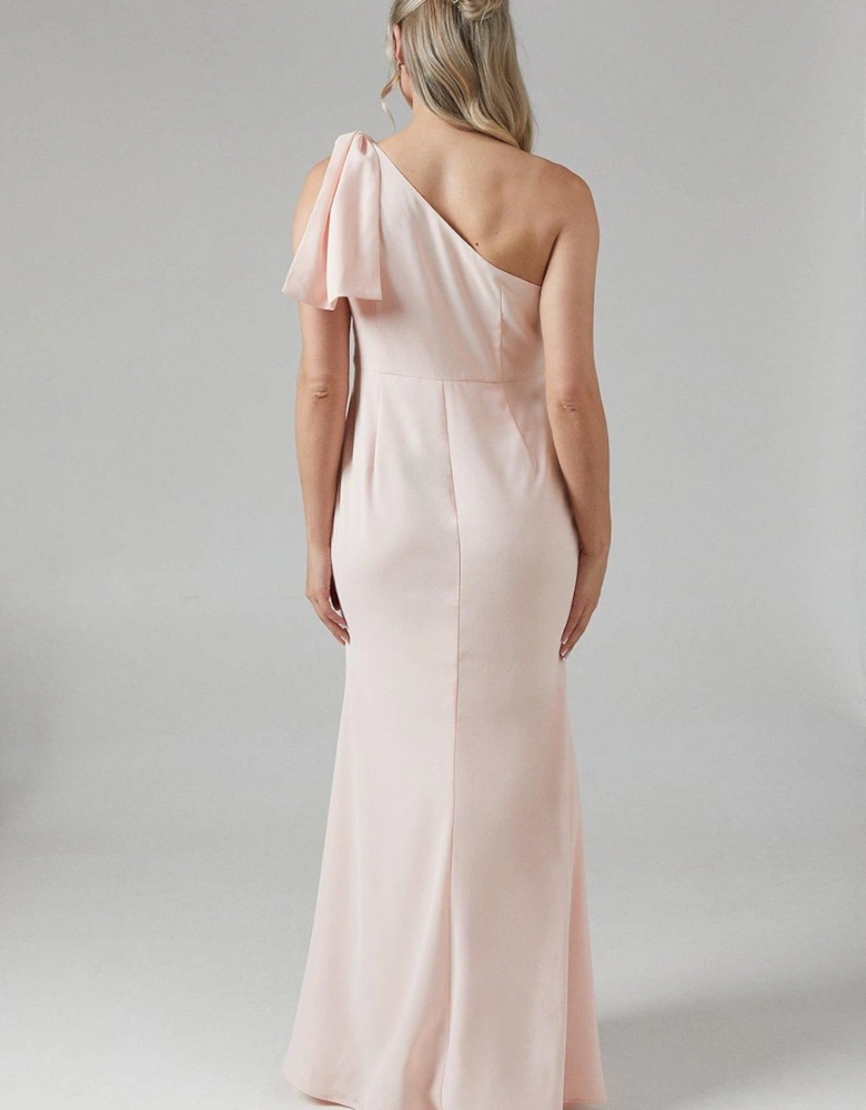 Maternity Bow One Shoulder Bridesmaid Maxi Dress