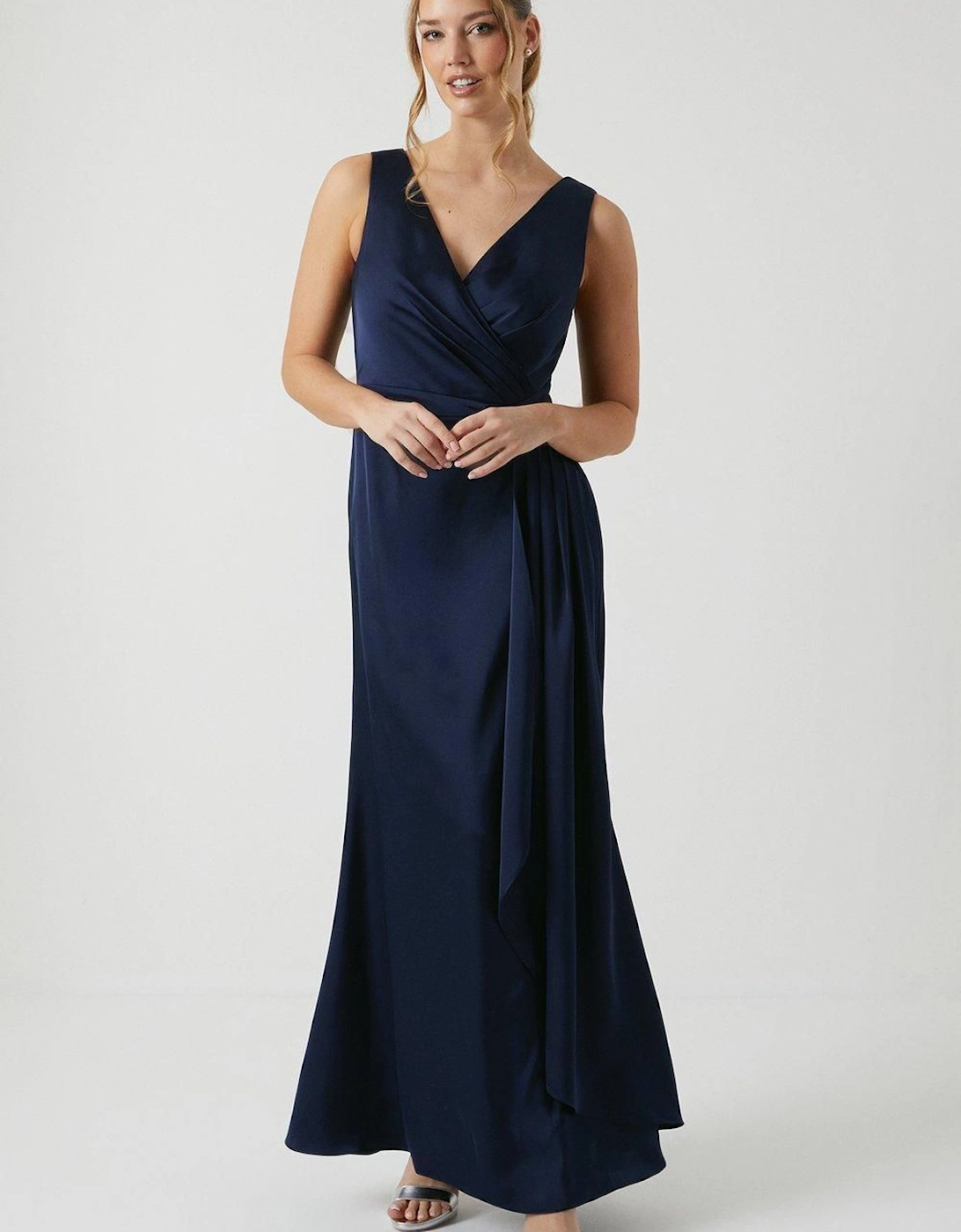 Wrap Front Waist Detail Satinbridesmaids Dress, 6 of 5