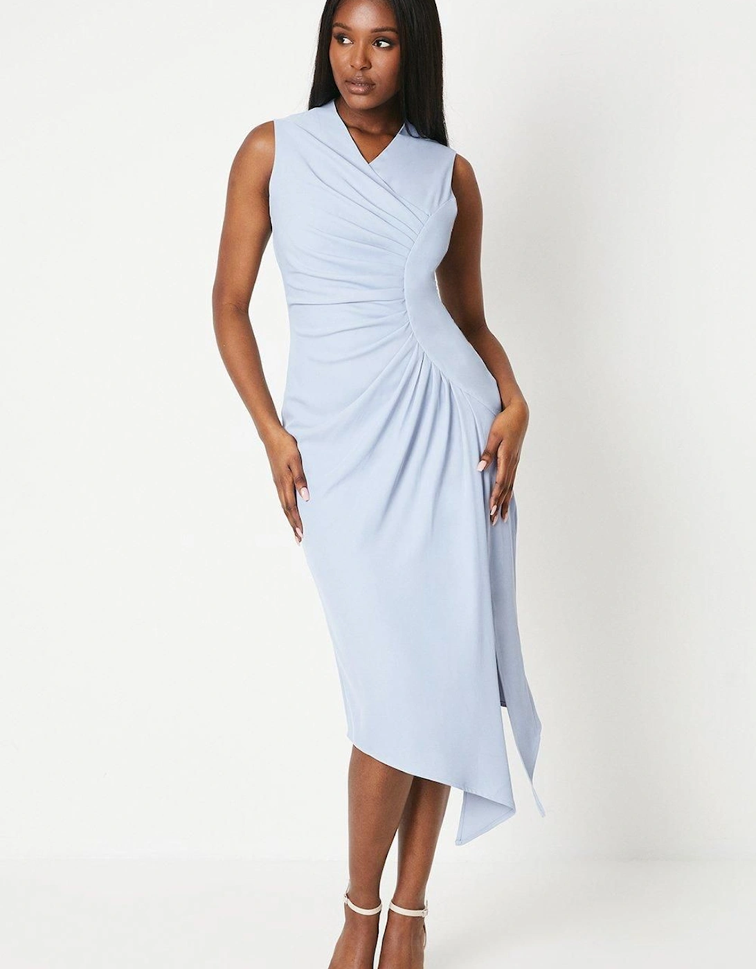 Ruched Crepe Midi Dress, 6 of 5