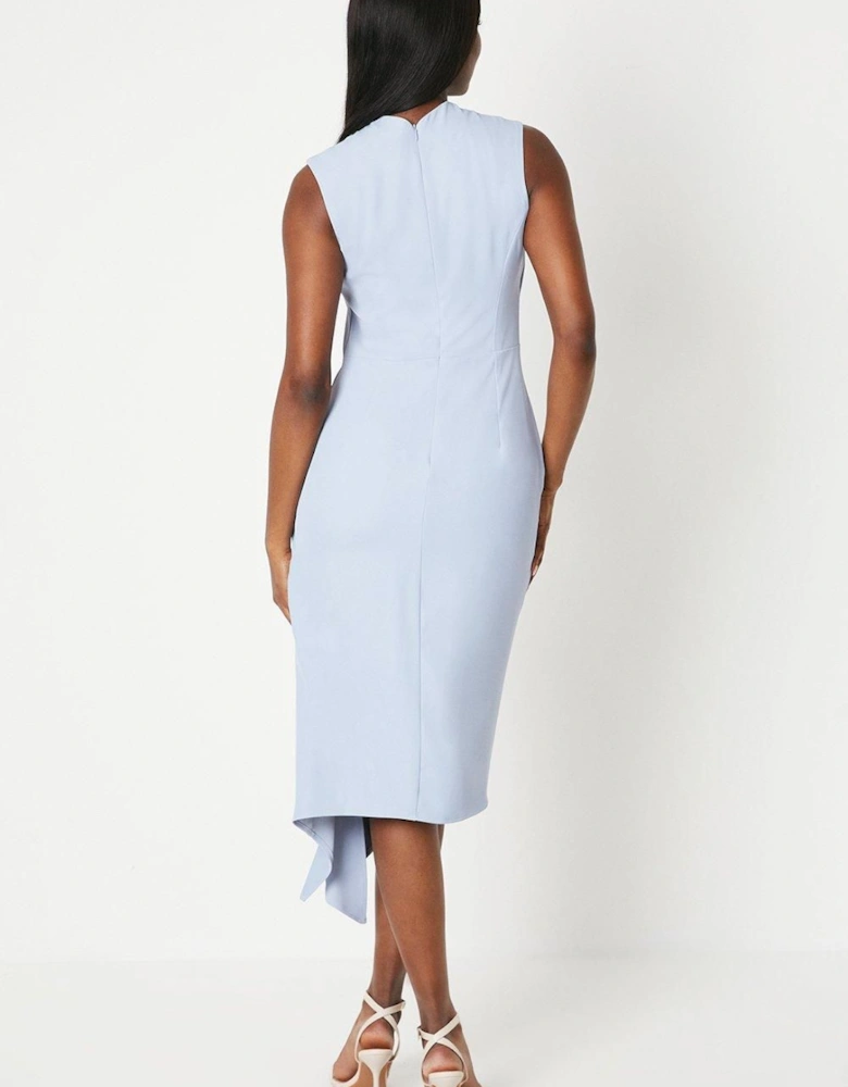 Ruched Crepe Midi Dress